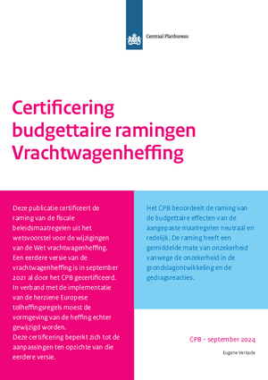 Certificering budgettaire ramingen Vrachtwagenheffing