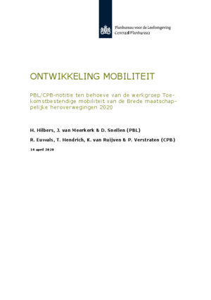PBL/CPB-Notitie 'Ontwikkeling mobiliteit'
