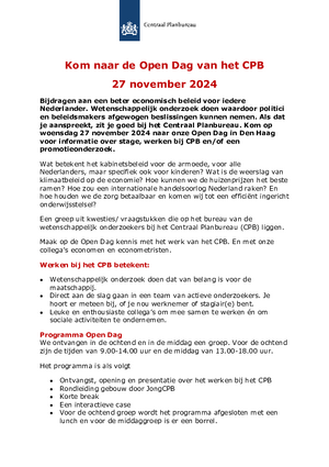 Uitnodiging CPB Open Dag 