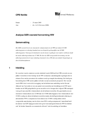 Analyse SER-voorstel hervorming WW