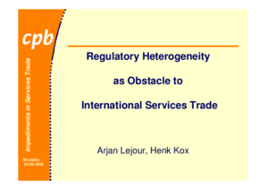 Presentation 'Regulatory Heterogeneity as Obstacle to International Services Trade'