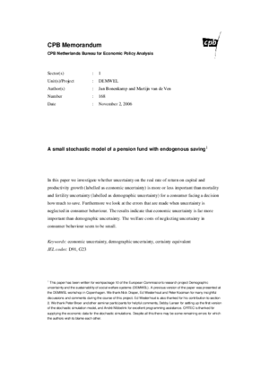 A small stochastic model of a pension fund with endogenous saving