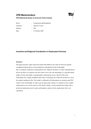 Incentives and Regional Coordination in Employment Services