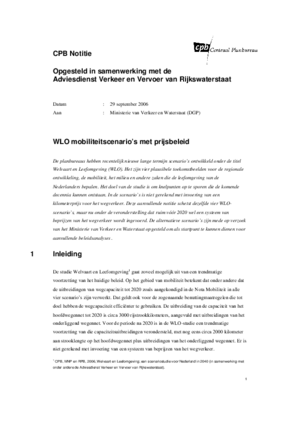 WLO mobiliteitscenario's met prijsbeleid